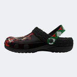 Rockin' Santa Claus Print - Fur Lined Slippers/Sandals