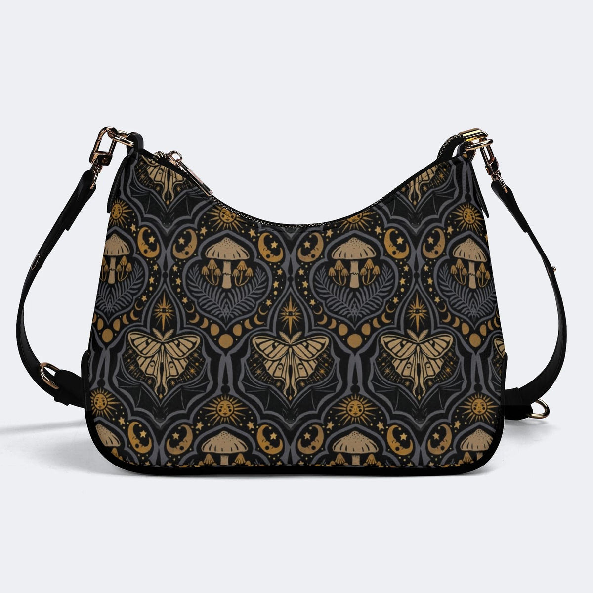 Starry Sky And Moth Print - Leather Crossbody Bag