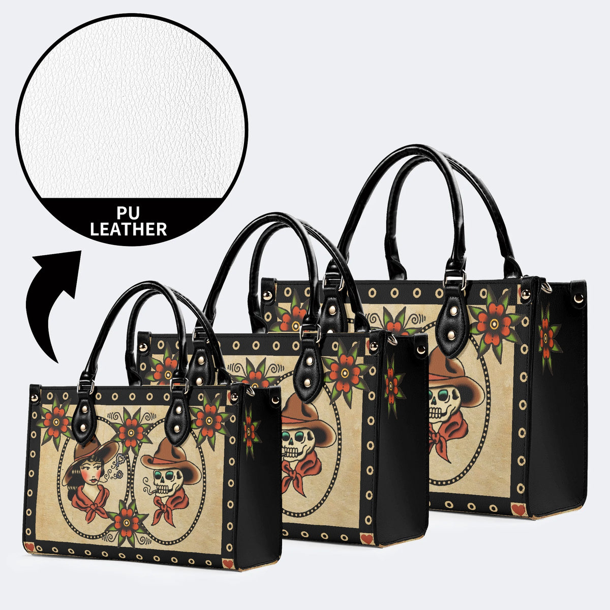 Traditional Tattoo Print - Leather Handbag