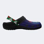 Horror Zombie Santa Claus Print - Fur Lined Slippers/Sandals