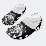 Art Skull Goat Print - Fur Lined Slippers