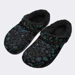 Teal Doodle Icons - Fur Lined Slippers/Sandals