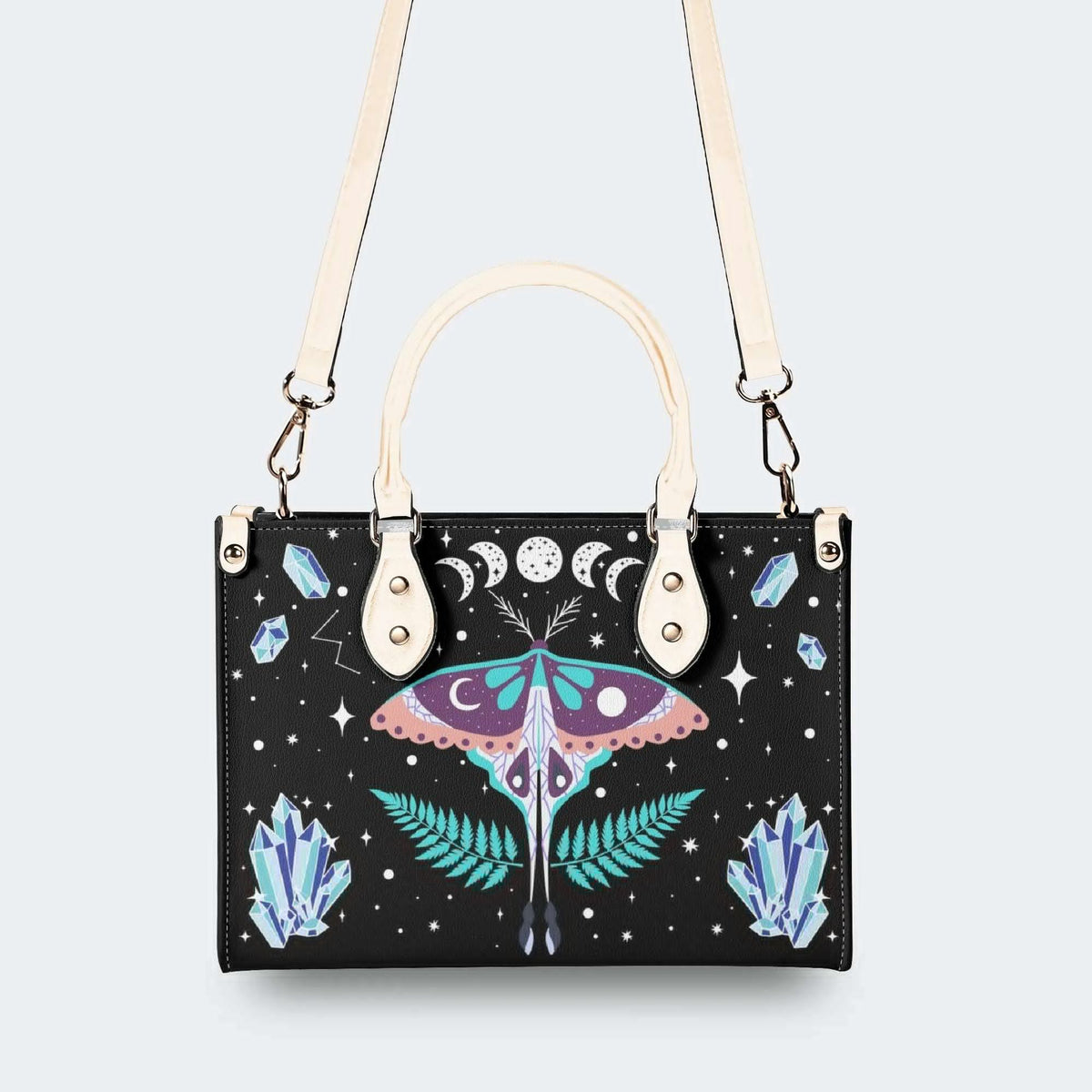 Death Moth Under The Stars - Leather Handbag