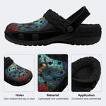 Death Moth Print - Fur Lined Slippers/Sandals
