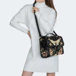 Moth In The Flower Bush - Leather Satchel Bag