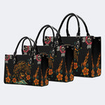 Black Panther Print - Leather Handbag