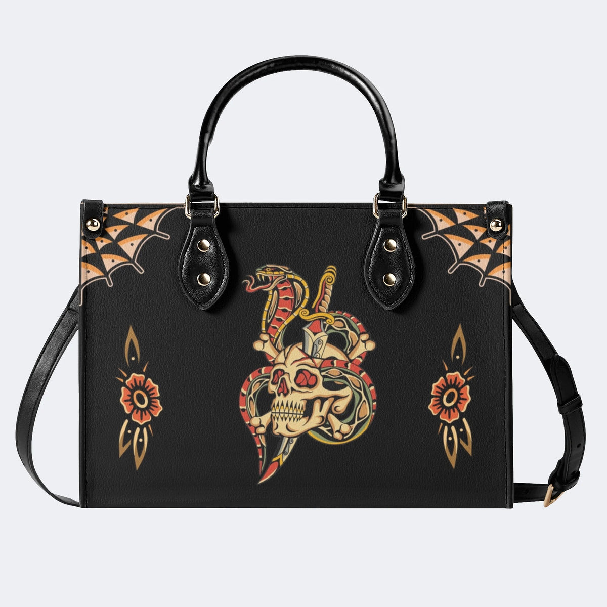 Skeleton Snake Print - Leather Handbag