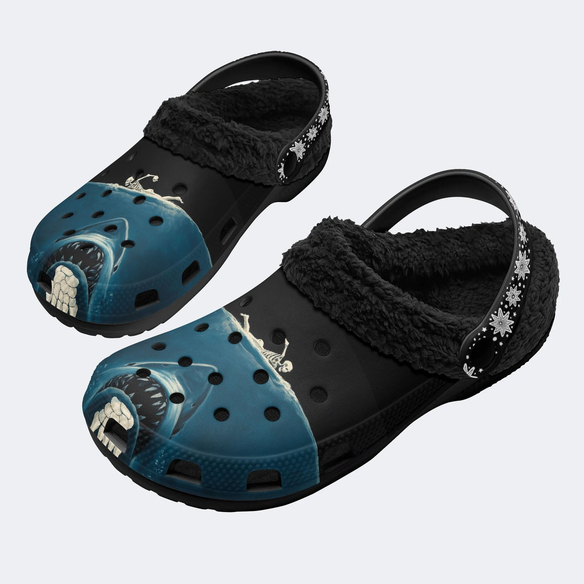 Shark And Skull - Fur Lined Slippers/Sandals