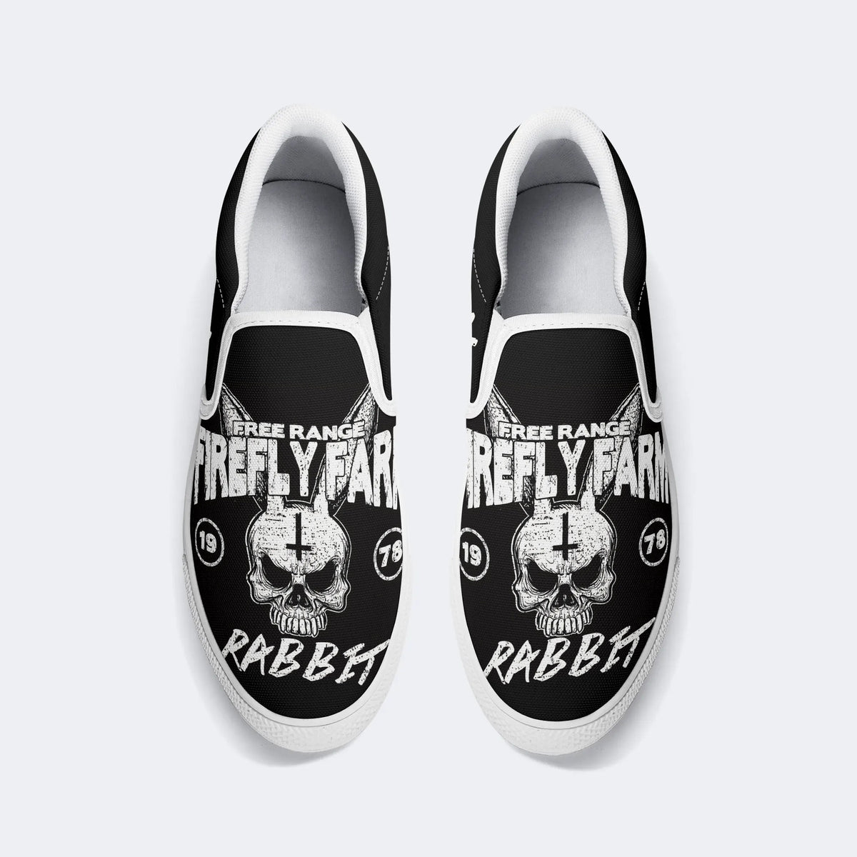 Unisex Run Rabbit Run Print - Slip On Shoes