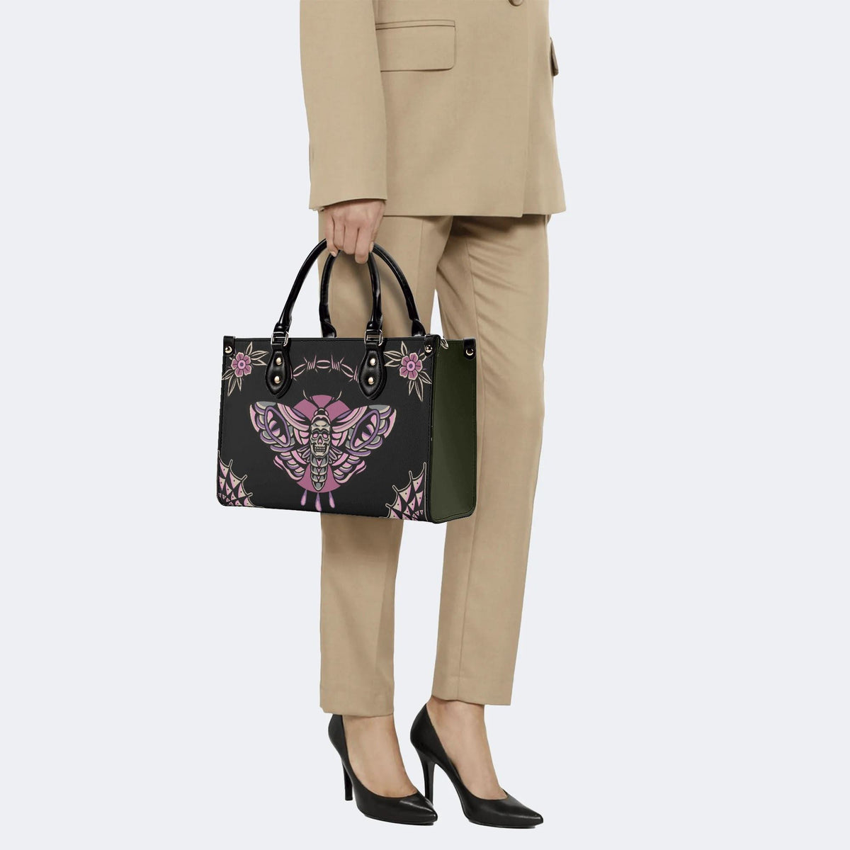 Classic Venom Moth Print - Leather Handbag
