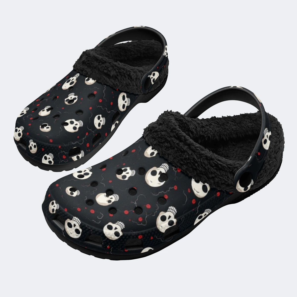 Cartoon Skulls - Fur Lined Slippers/Sandals