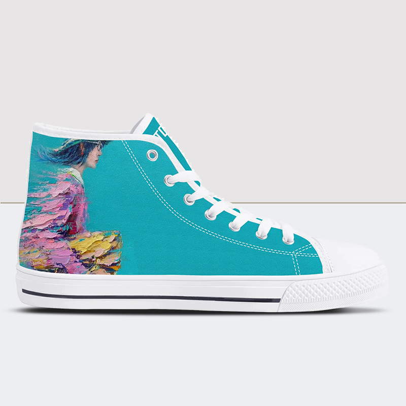 'Go' Print High Top Canvas Shoes