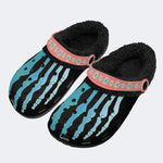 Blue Gradient Skeleton Toes Skull - Fur Lined Slippers/Sandals