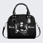 Black Metal - Leather Shoulder Handbag