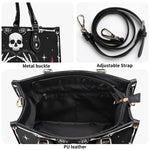 Retro Skull Heart Print - Leather Handbag