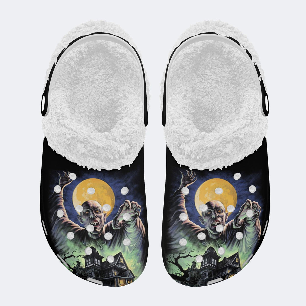 Halloween Horror Movies Print - Fur Lined Slippers/Sandals