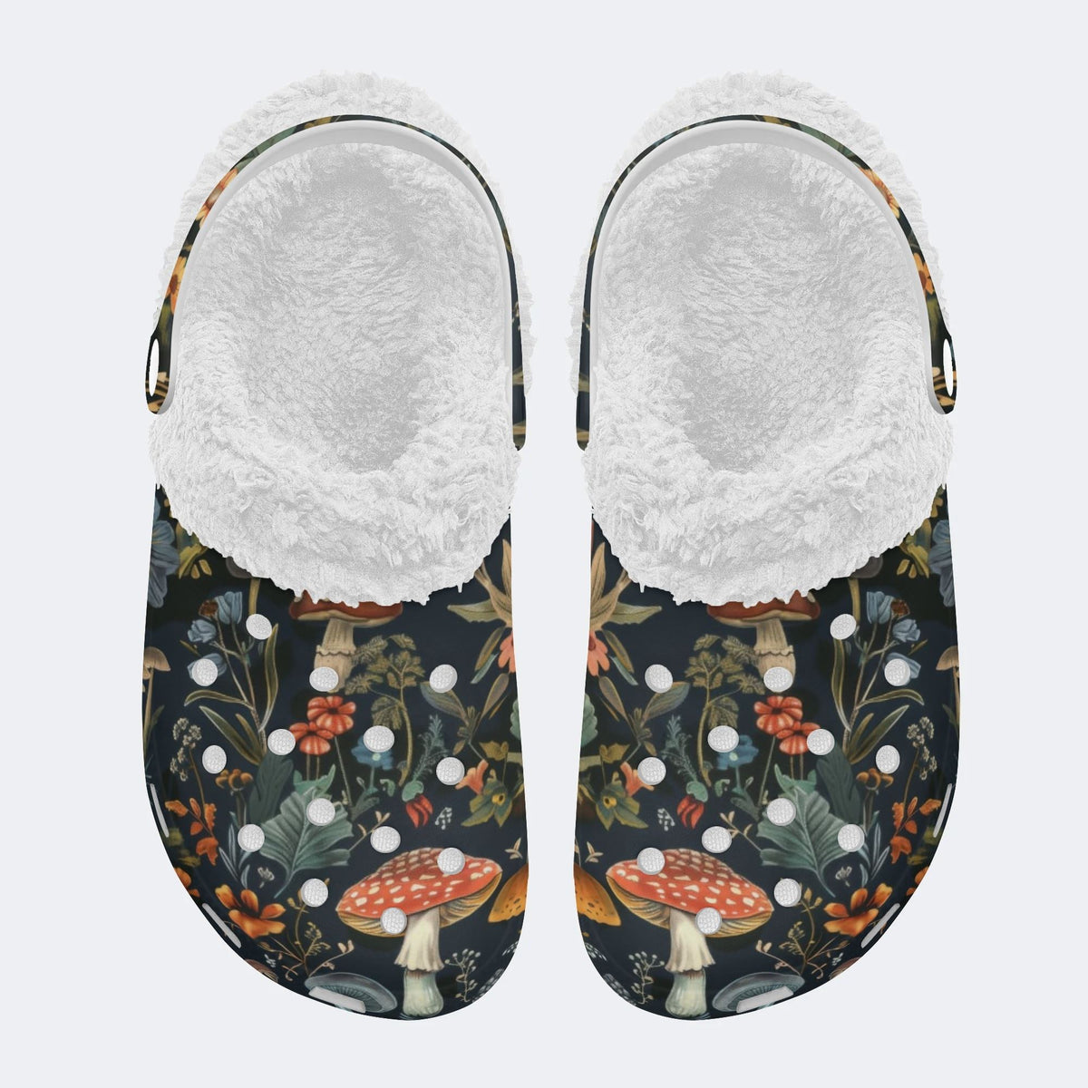 Mushroom Forest Print - Fur Lined Slippers/Sandals