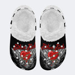 Biker Babe Heart Print - Fur Lined Slippers/Sandals