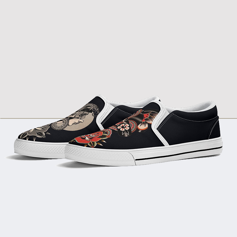 Snake&Figure&Letter&Floral Slip On Shoes