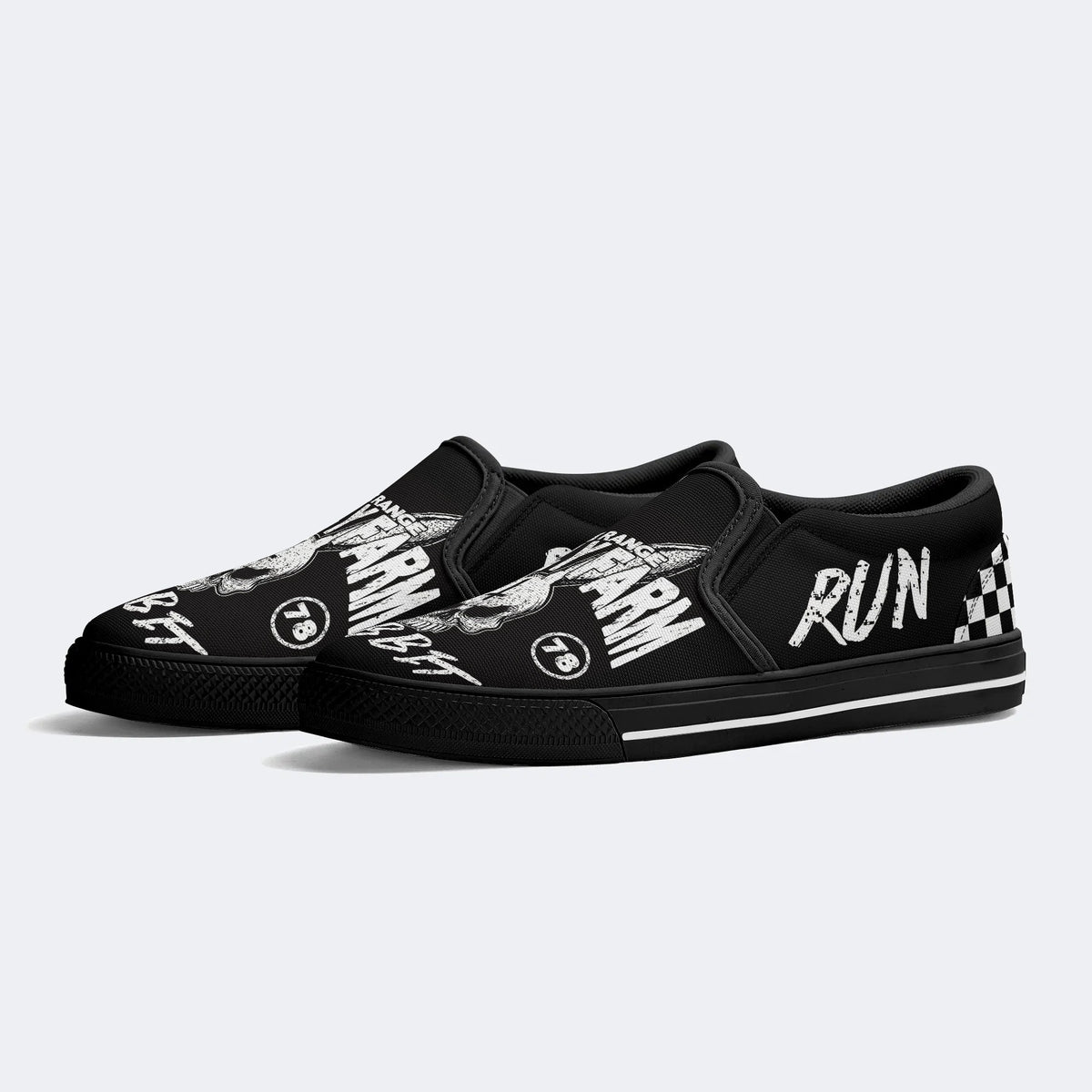 Unisex Run Rabbit Run Print - Slip On Shoes