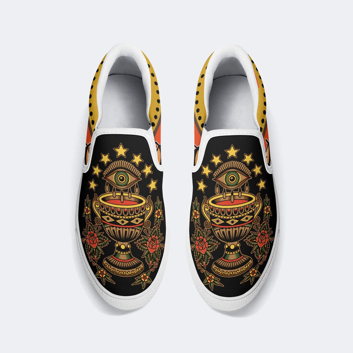 Old School Devil's Eye Print - Slip On Shoes