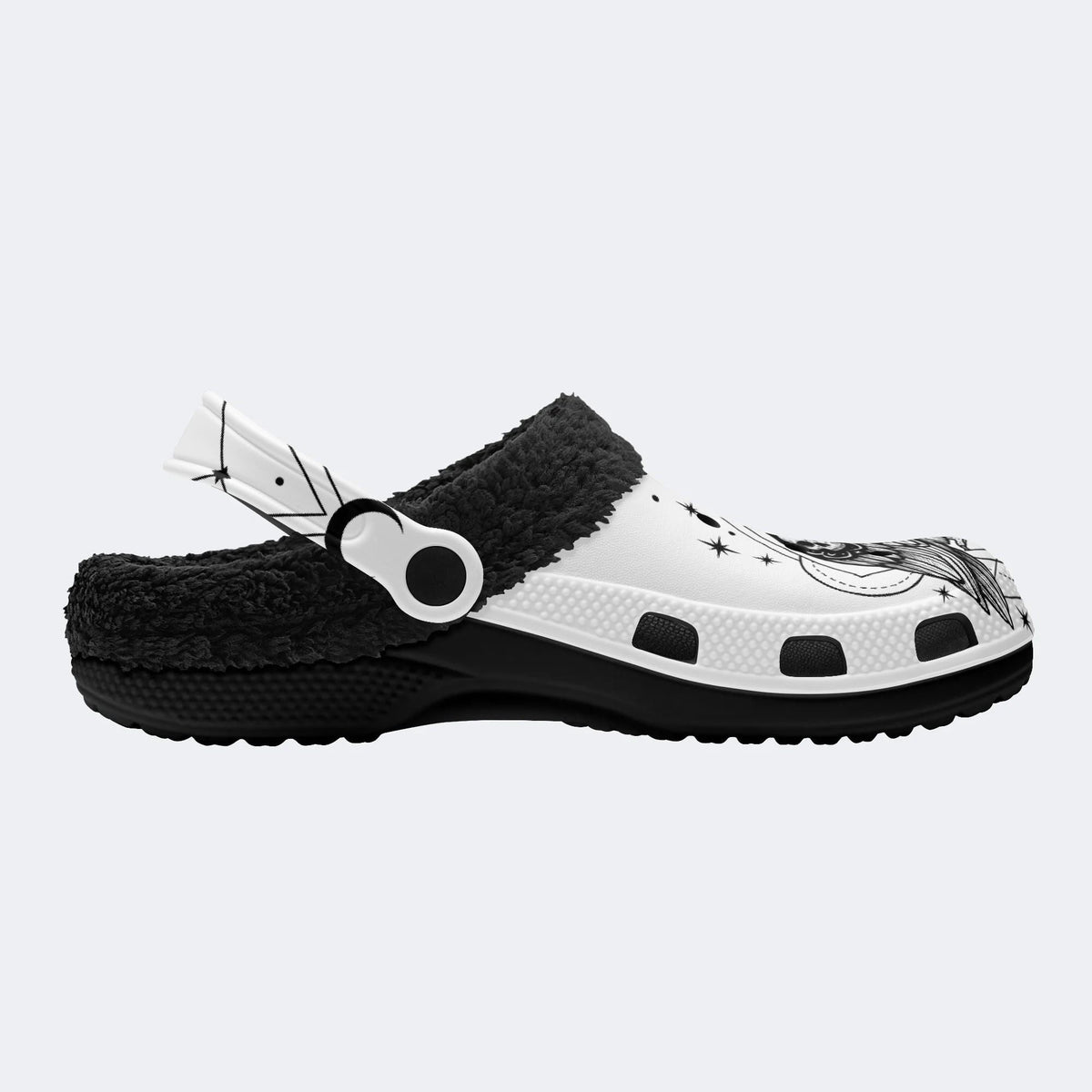 Gothic Owl Snake Skull Occult - Fur Lined Slippers/Sandals