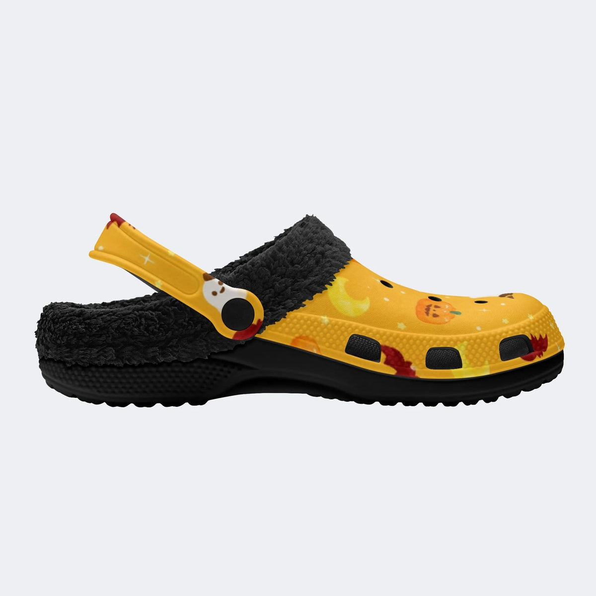 Ghost Bat Pumpkin Print - Fur Lined Slippers/Sandals