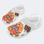 Traditional Death Moth Print - Removable Fur Lined Slippers/Sandals