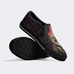 Unisex Punk Fire Skull Print - Slip On Shoes