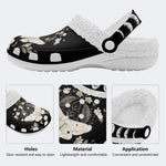 Vintage Floral Moth Print - Fur Lined Slippers/Sandals