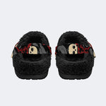Gothic Raven Skull‑Fur Lined Slippers Sandals
