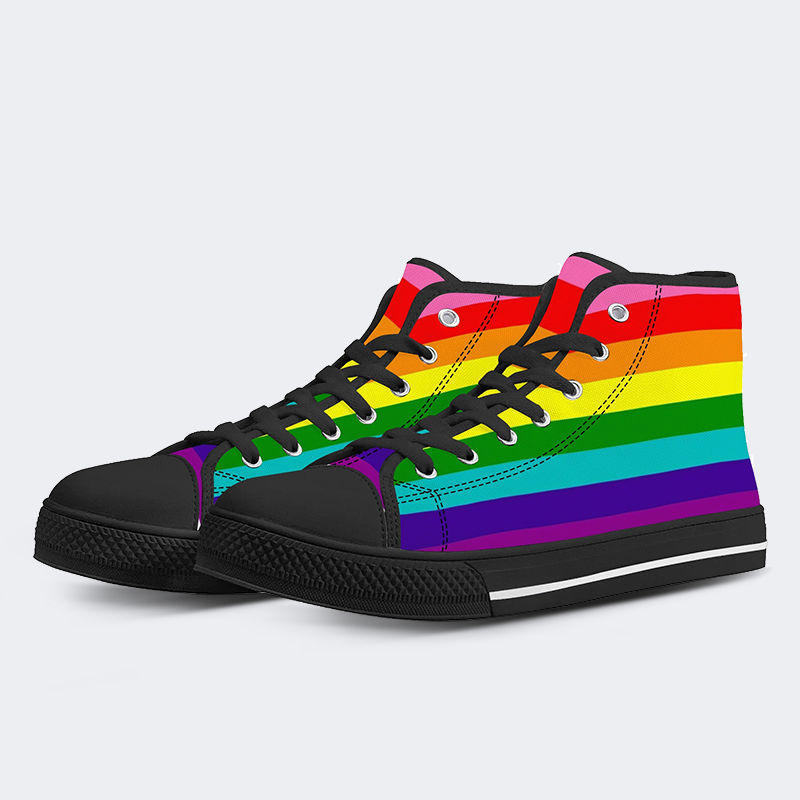 Gilbert Pride Flag High Top Canvas Shoes