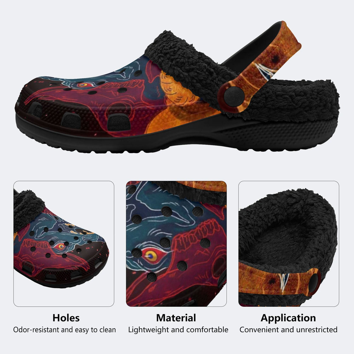 Dark Hell Demon Head - Fur Lined Slippers/Sandals