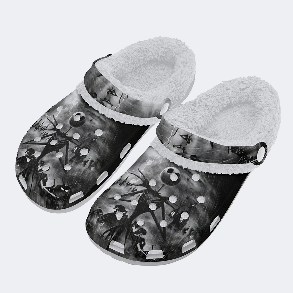 Halloween Nightmare Print - Fur Lined Slippers/Sandals