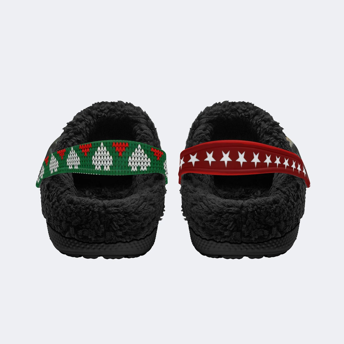 Christmas Skull Print - Fur Lined Slippers/Sandals