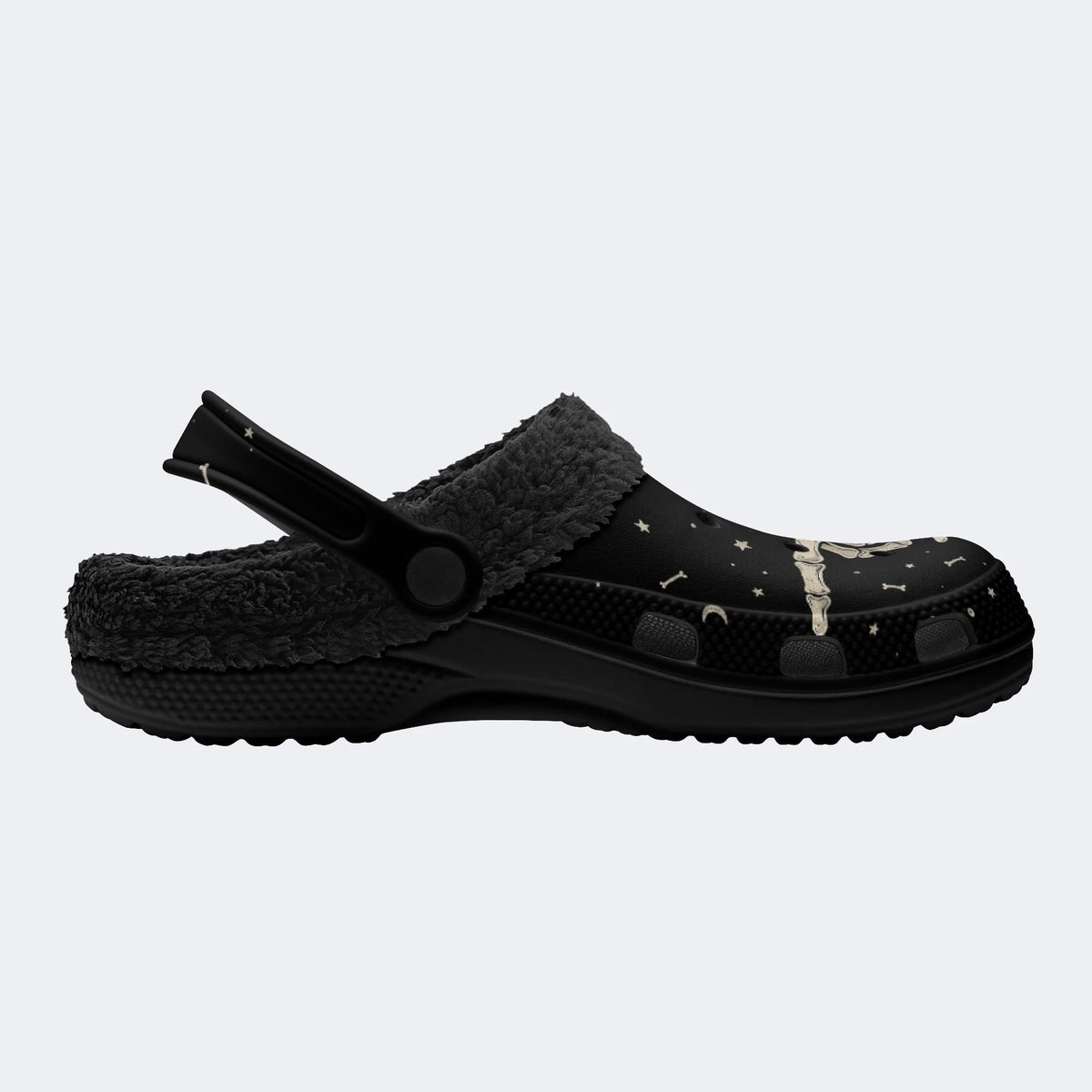 Gothic Cat Skeleton - Fur Lined Slippers/Sandals