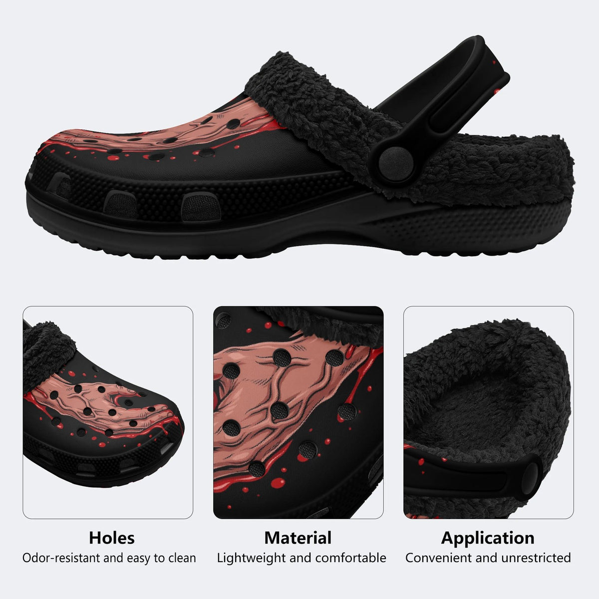Gothic Gore Hand - Fur Lined Slippers/Sandals