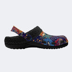 Gothic Occult Trippy Mushroom Cosmic Eye - Fur Lined Slippers/Sandals