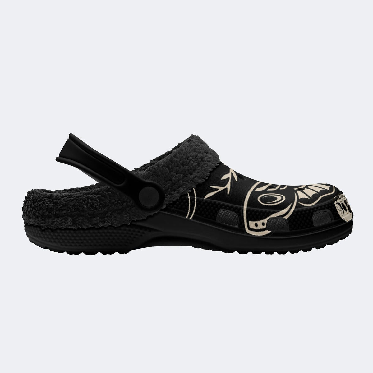 Occult Moth Skull Crescent - Fur Lined Slippers/Sandals