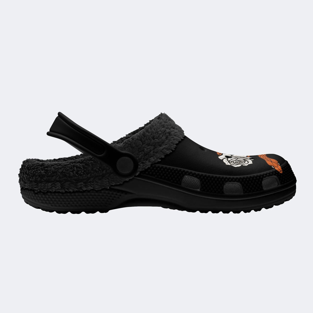 Gothic Occult Snake White Rose - Fur Lined Slippers/Sandals