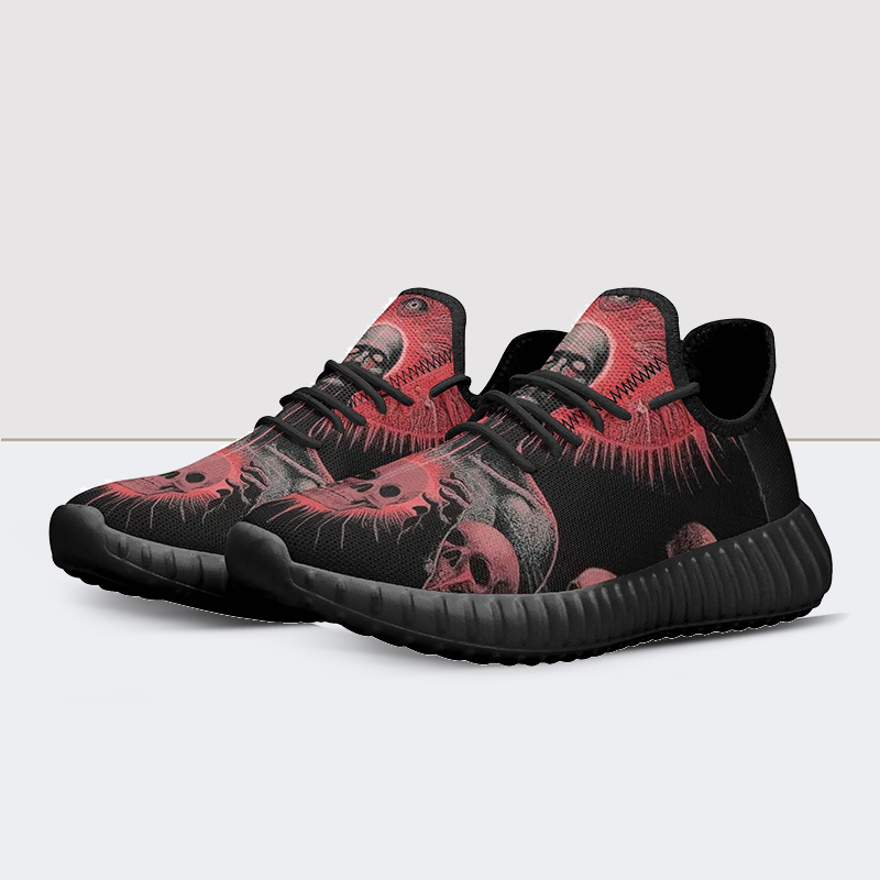 Skull Print Mesh Knit Sneakers