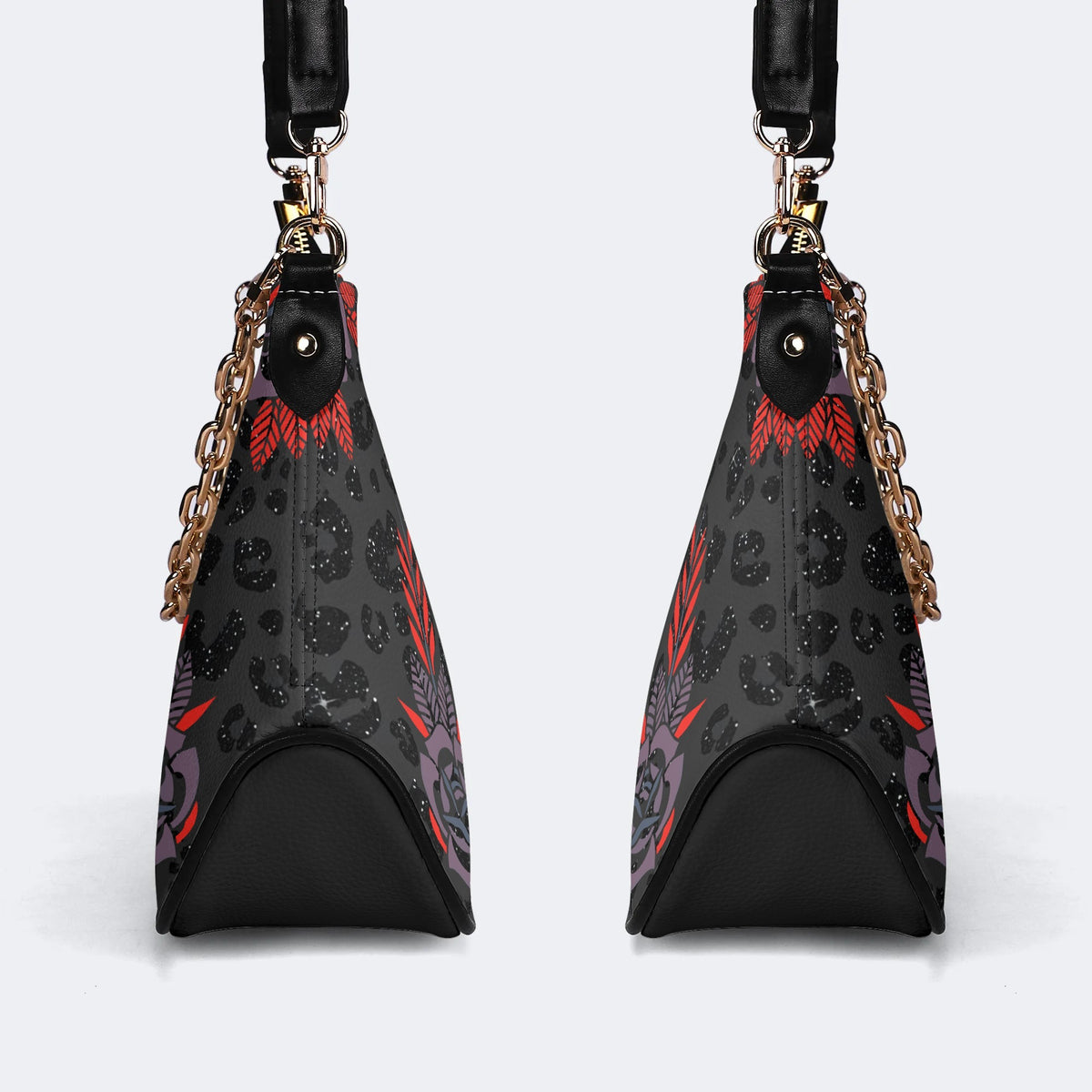 Classic Death Moth Print - Leather Crossbody Bag