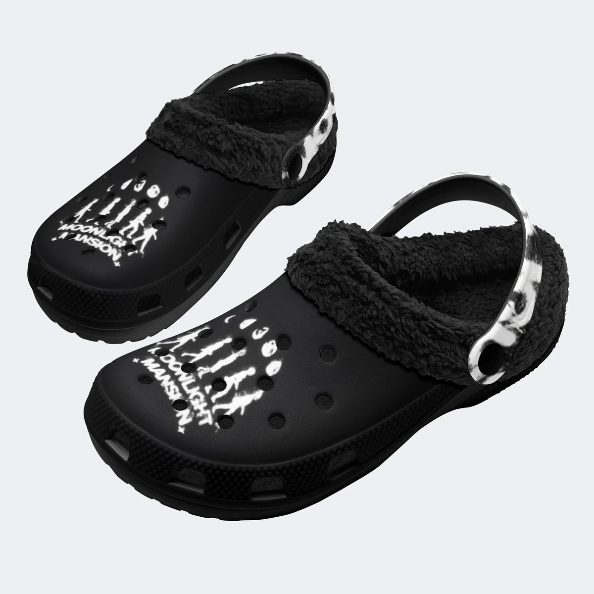 Gothic Ghost Silhouette - Fur Lined Slippers/Sandals