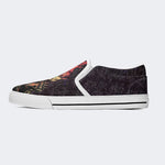 Unisex Punk Fire Skull Print - Slip On Shoes