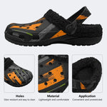 Dark Orange Brush Print - Fur Lined Slippers/Sandals