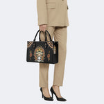Japanese Style Frog Print - Leather Handbag
