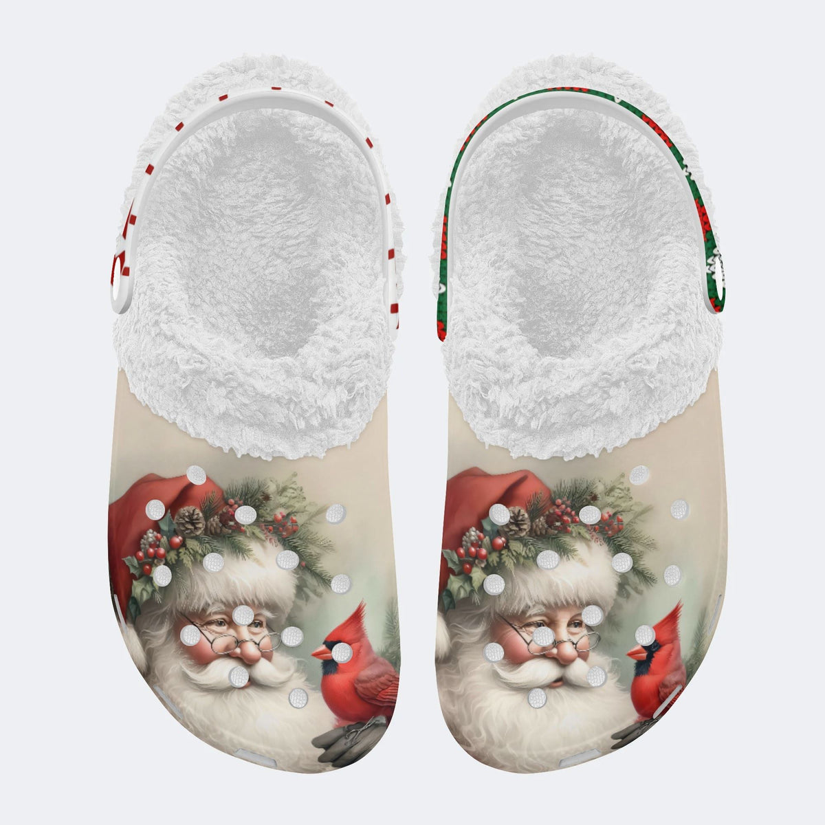 Funny Santa Claus Print - Fur Lined Slippers/Sandals