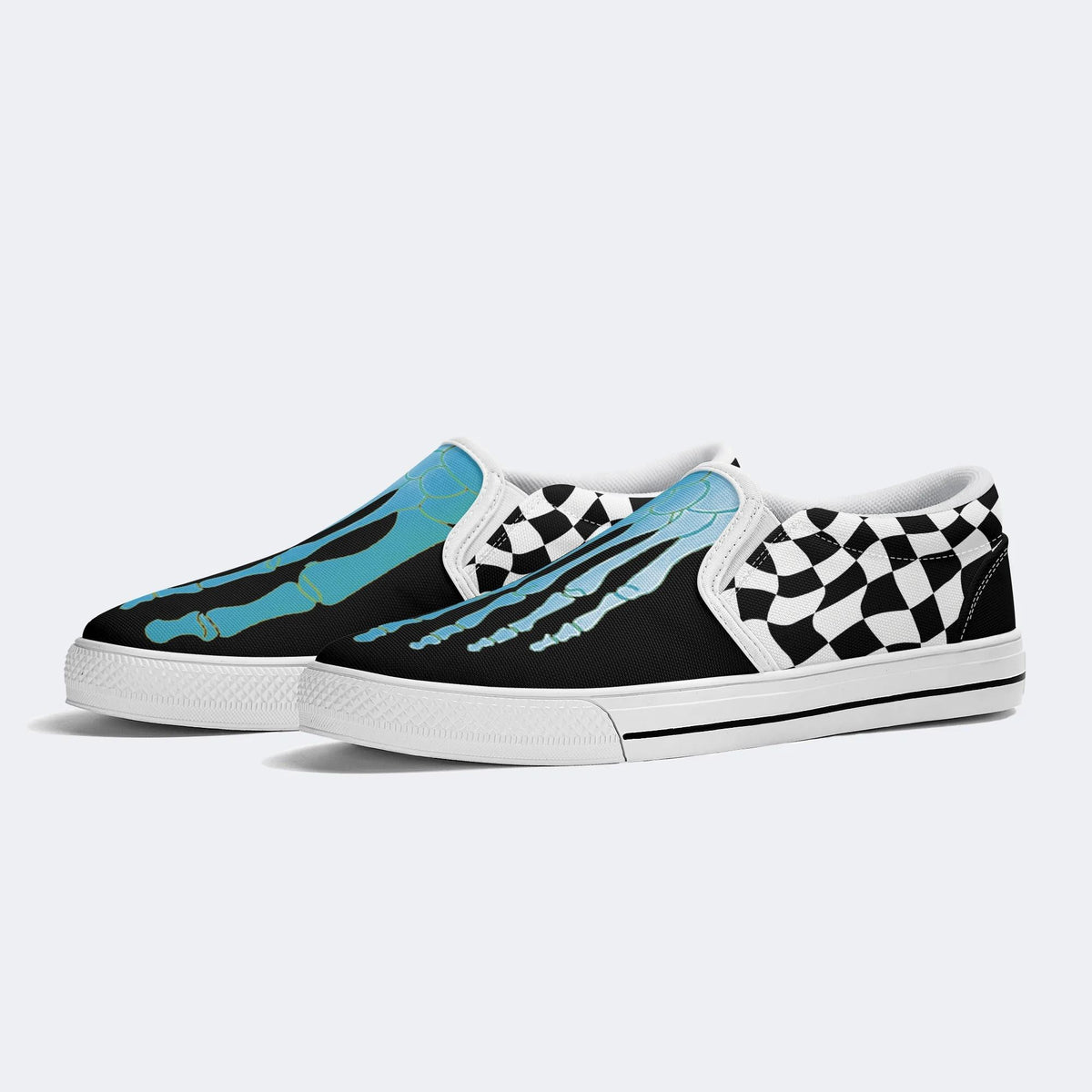 Blue Gradient Skeleton Toes Skull - Slip On Shoes