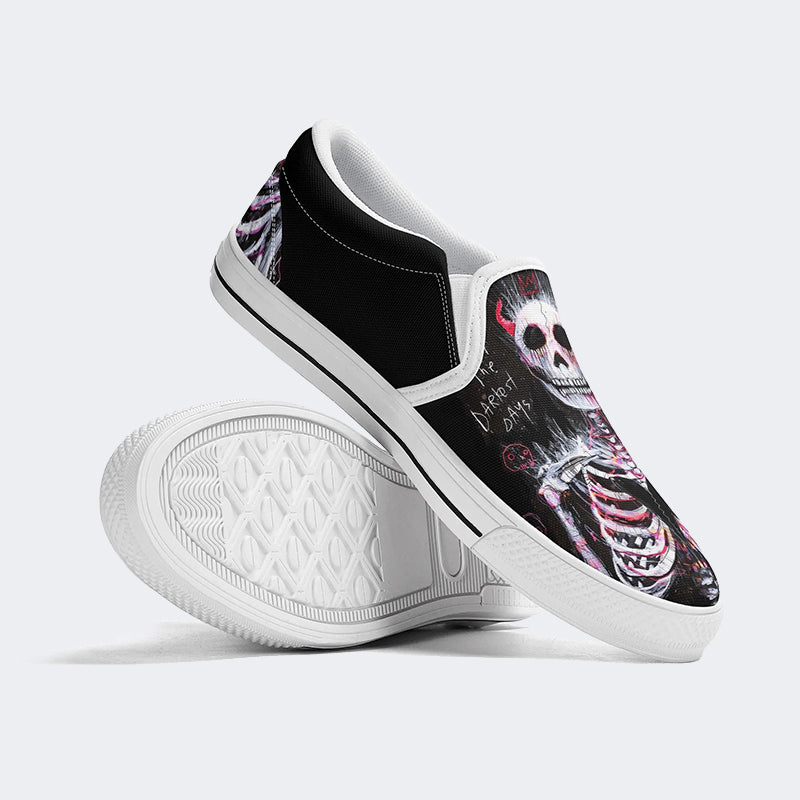 Grow From Darkness Skull Print - Slip On Shoes