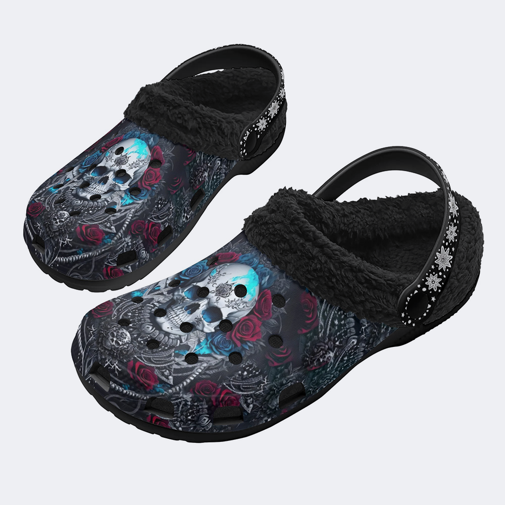 Skull&Flowers - Fur Lined Slippers/Sandals